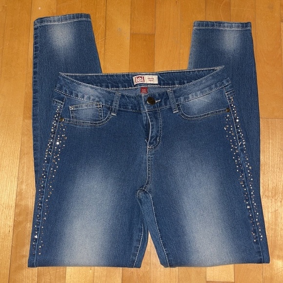 Womens Lei Emma Jeggings Blue With Rhinestones Size 11 - Picture 2 of 14